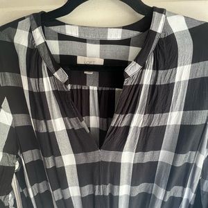 Loft plaid waist-tie vneck dress